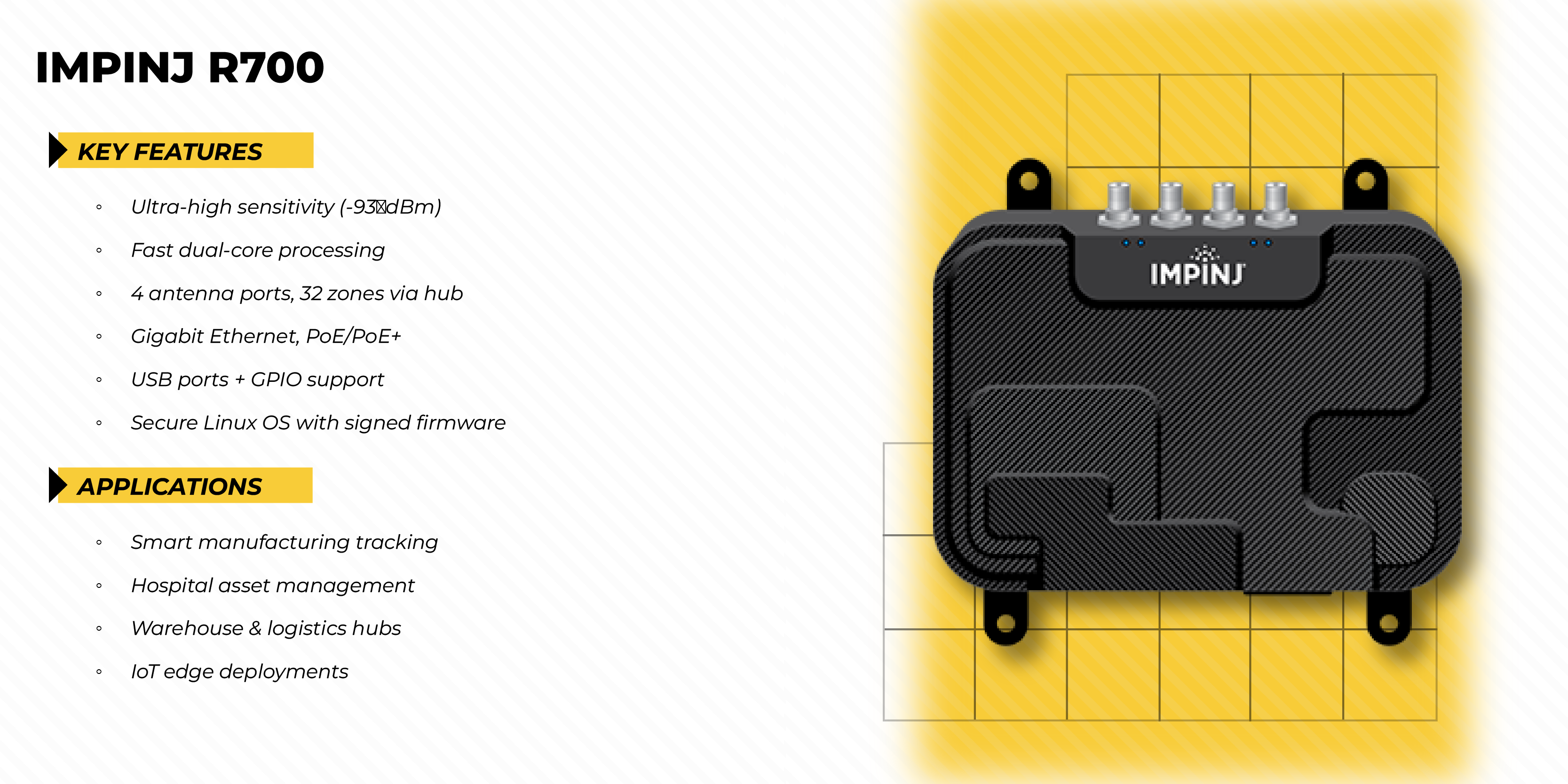Impinj R700 Key Features & Specifications