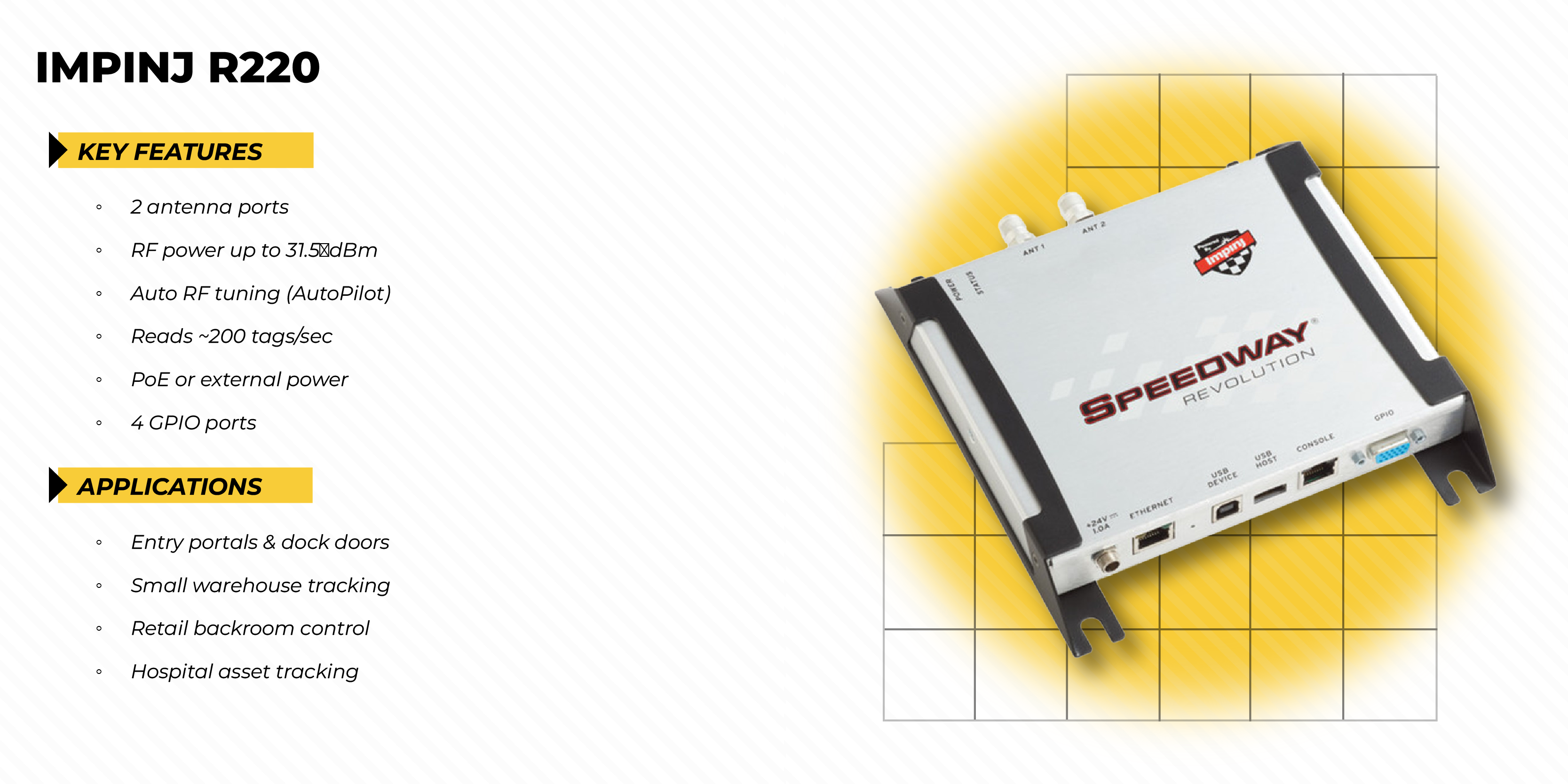 Impinj Speedway R220 Key Features & Specifications
